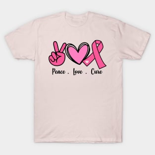 Peace Love Cure Breast Cancer Awareness T-Shirt